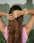 Champagne Gold Pure Silk Scrunchies (Set of three)