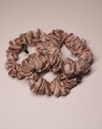 Mocha Gold Pure Silk Scrunchies (Set of three)