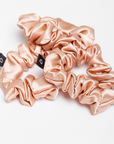 Dark Rose Gold Pure Silk Scrunchies (Set of three)