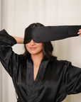 TRAVEL PILLOWCASE & SLEEPING MASK SET - NOIR BLACK