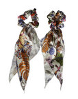 MEDITERRANEAN SUMMER RIBBON PURE SILK SCRUNCHIES (SET OF TWO)
