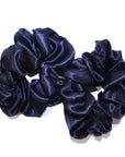 Noir Black Large Pure Silk Scrunchies (Set of two)