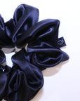 Noir Black Large Pure Silk Scrunchies (Set of two)