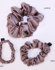 Mocha Gold Large Pure Silk Scrunchies (Set of two)