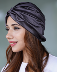 Charcoal Grey Silk Hair Turban