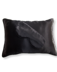 TRAVEL PILLOWCASE & SLEEPING MASK SET - NOIR BLACK