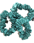 Mermaid Blue Pure Silk Scrunchies