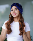Midnight Blue Silk Hair Turban