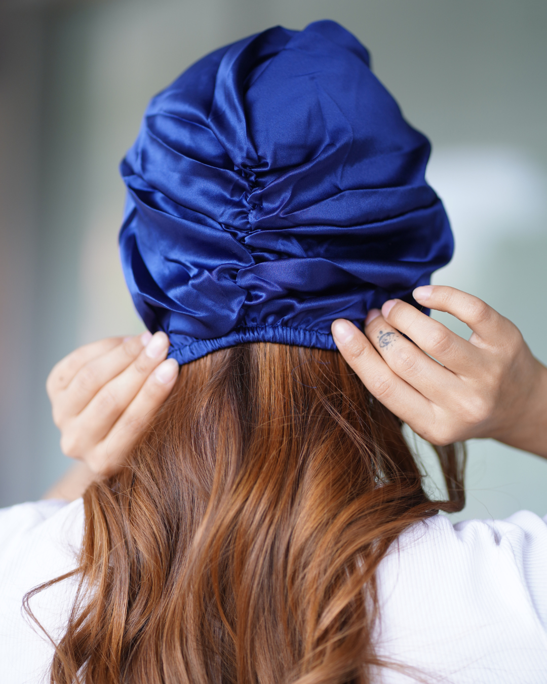 Midnight Blue Silk Hair Turban