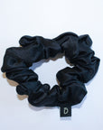 Noir Black Pure Silk Scrunchies (Set of three)
