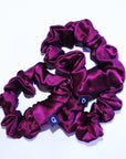 Berry Burgundy Pure Silk Scrunchies (Set of three)