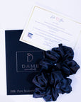 Noir Black Large Pure Silk Scrunchies (Set of two)