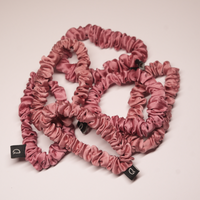 Dusty Rose Skinny Pure Silk Scrunchies Collection (Set of six)