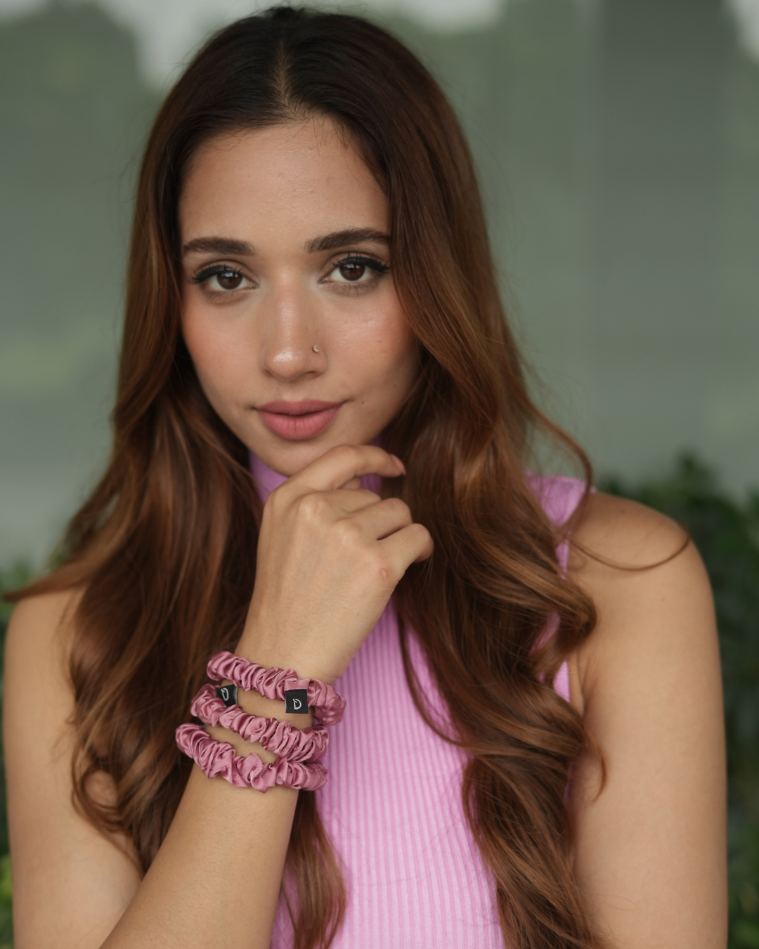 Dusty Rose Skinny Pure Silk Scrunchies Collection (Set of six)