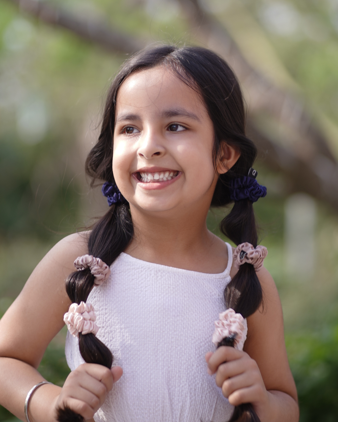 Dusty Rose Skinny Pure Silk Scrunchies Collection (Set of six)