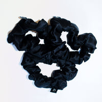 Copy of Noir Black Pure Silk Scrunchies (Set of three)