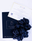 Noir Black Large Pure Silk Scrunchies (Set of two)