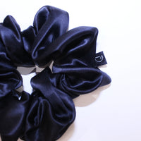 Noir Black Large Pure Silk Scrunchies (Set of two)