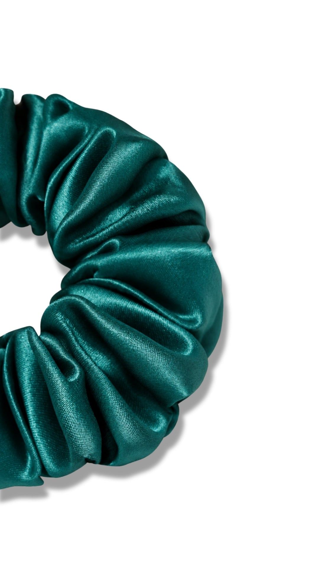 Dame Essentials Chic Large Pure Silk Scrunchie in Mermaid Blue - Angle 3 - 100% Grade 6A 22 Momme Silk #mermaid_blue