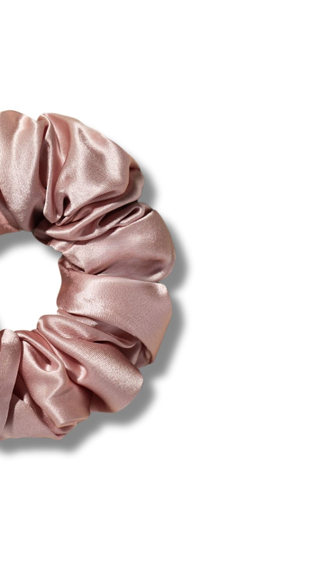 Dame Essentials Chic Large Pure Silk Scrunchie in Mocha Gold - Angle 2 - 100% Grade 6A 22 Momme Silk #Mocha_gold