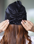 Noir Black Silk Hair Turban