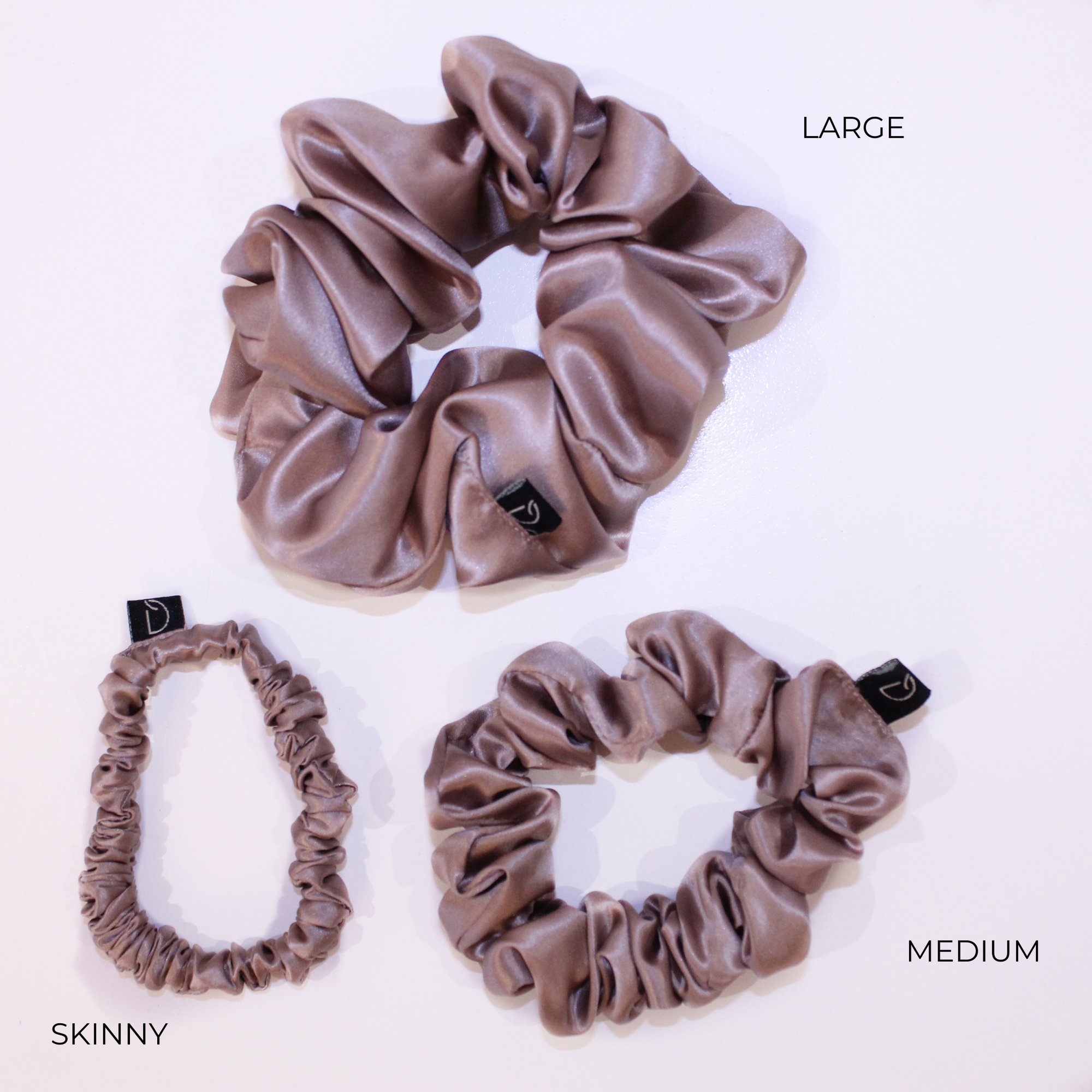 Mocha Gold Large Pure Silk Scrunchies (Set of two)