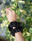 Noir Black Large Pure Silk Scrunchies (Set of two)