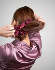 Berry Burgundy Large Pure Silk Scrunchies (Set of two)