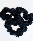 Noir Black Pure Silk Scrunchies (Set of three)