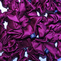 Berry Burgundy Pure Silk Scrunchies (Set of three)