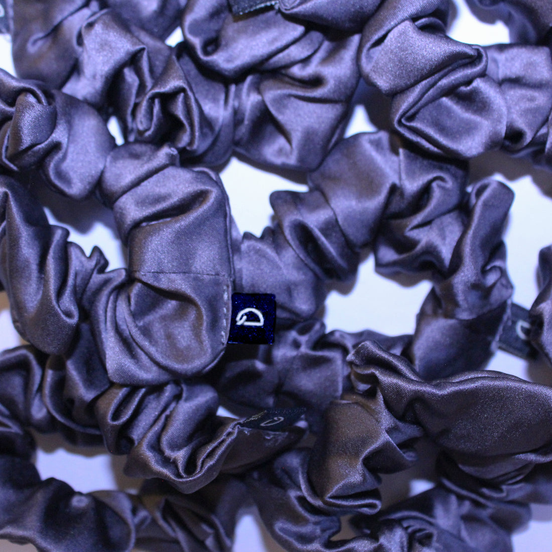 Charcoal Grey Pure Silk Scrunchies (Set of three)