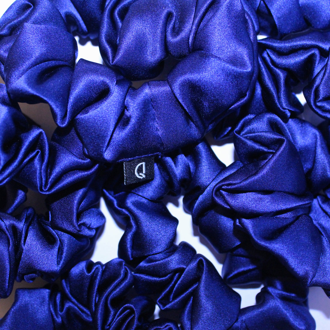 Midnight Blue Pure Silk Scrunchies (Set of three)