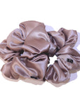 Mocha Gold Large Pure Silk Scrunchies (Set of two)