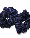 Noir Black Large Pure Silk Scrunchies (Set of two)