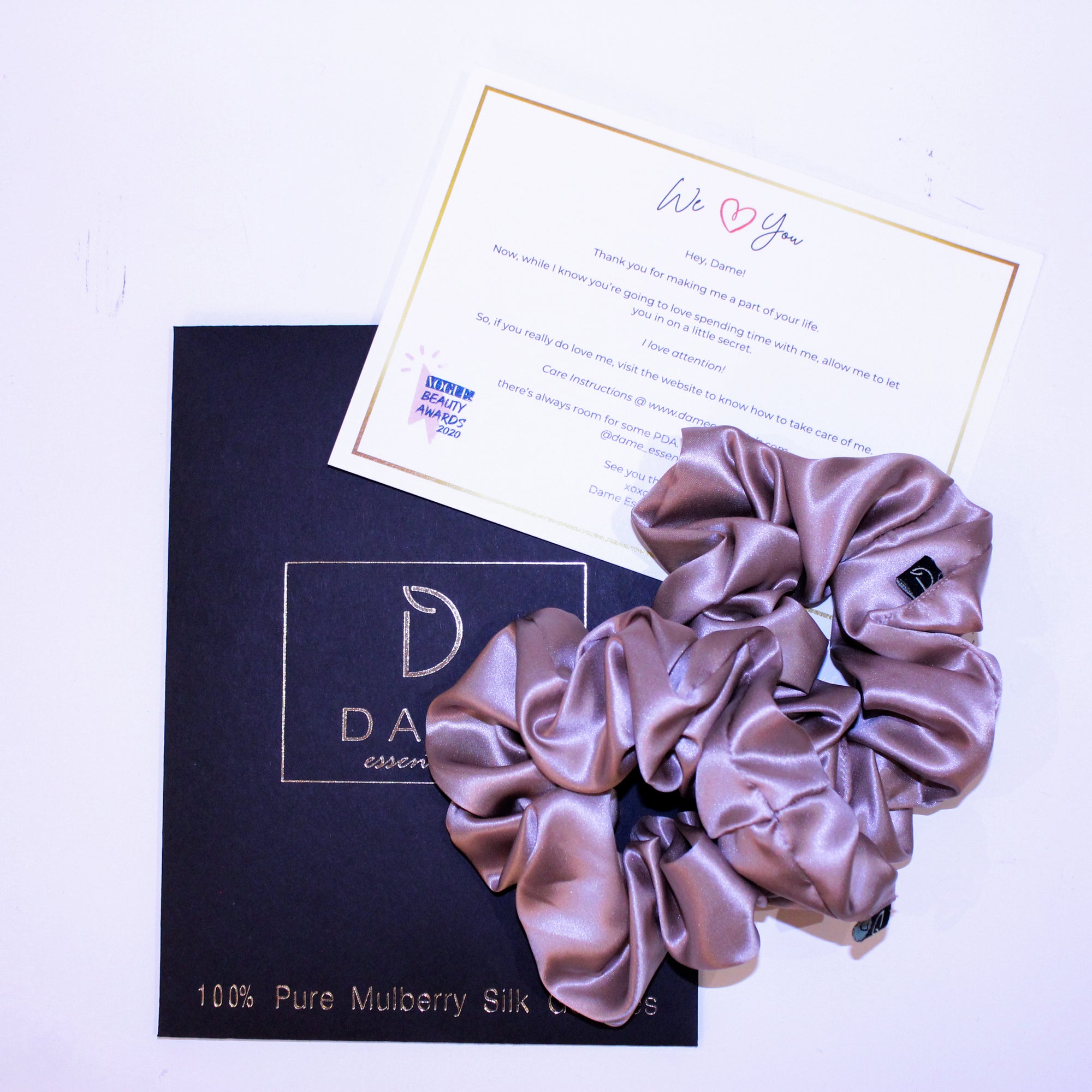 Mocha Gold Large Pure Silk Scrunchies (Set of two)