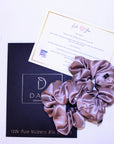 Mocha Gold Large Pure Silk Scrunchies (Set of two)